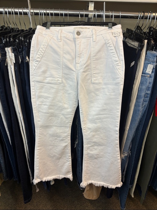 Hidden Denim - Hidden Women's White Cropped Frayed-Hem Jeans